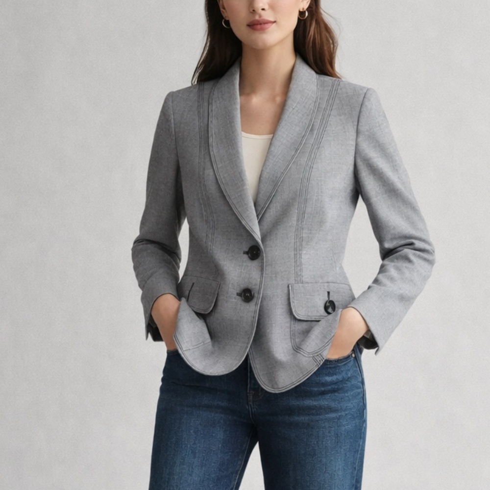 ✨ 🤍Le Suit Gray Minimal Chic Office Blazer Women Size 8 NWOT 🤍✨‎